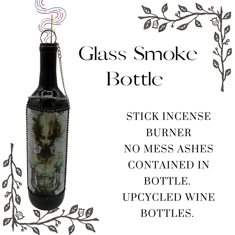 Glass Smoke Bottle -Scary Haunted Girl - OOAK